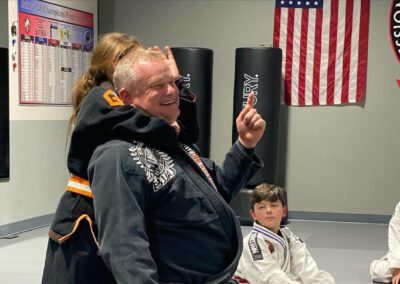 Master Wadley and his daughter Brooke demonstrating a choke hold